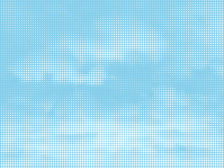 Leinwandbilder - Color halftone texture of blue sky with clouds. Abstract cloud pattern vector dotted pixel texture background with copy space.