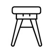 © Lena - Minimalist black line icon of wooden bar stool with seat and legs, isolated on white background, modern furniture vector illustration in outline style