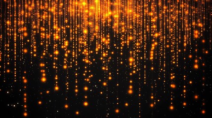 Poster - Vibrant orange particle flow on a dark background creating a mesmerizing effect for digital designs : Generative AI