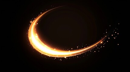 Poster - Dynamic swirl of glowing orange particles forming an elegant arc on a black background for creative designs and effects : Generative AI