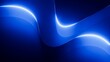 © wacomka - 3d rendering. Abstract geometric background. Blue neon light on the edge of the flat curvy ribbons, aesthetic minimalist wallpaper