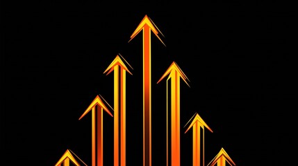 Leinwandbilder - Stylish upward arrows in a gradient of orange and yellow showcasing trends and growth potential : Generative AI