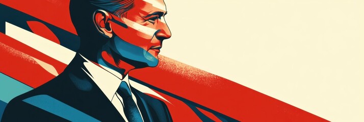 Aufkleber - Stylized portrait of a politician representing national colors in bold graphic style