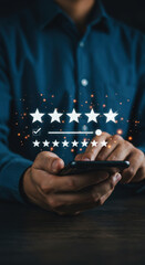 Wall Mural - rating stars: mobile feedback, customer experience, business reviews, online reputation, satisfactio