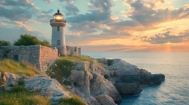 Ancient lighthouses along the coastline