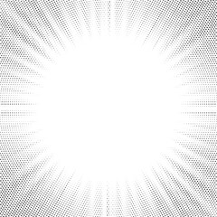 Fototapete - Halftone gradient sun rays pattern. abstract halftone vector dots background. monochrome dots pattern. pop art, comic small dots. star rays halftone poster. shine, explosion. sunrise rays background.