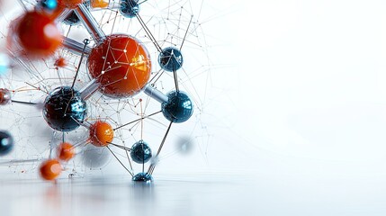 Wall Mural - abstract molecular structure: a 3d rendering of interconnected spheres and lines representing atomic