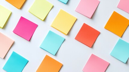 Leinwandbilder - Colorful sticky notes and paper tabs arranged neatly on a white desk for organization and creativity