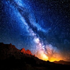 Wall Mural - shining milky way in a starry night sky