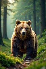brown bear in forest landscape, brown bear, wildlife