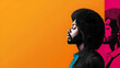 © Suryanto - Profile Portrait Of Man With Afro Hair And Shadow Against Orange And Pink Background