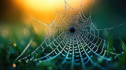 spider web in the morning