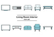 © hananoyama - 居間にある家具のシンプルな線画イラストアイコンセット（単色カラー）
