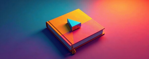 Geometric shape with a book cover featuring a stylized illustration of an object, pattern, abstract, book design