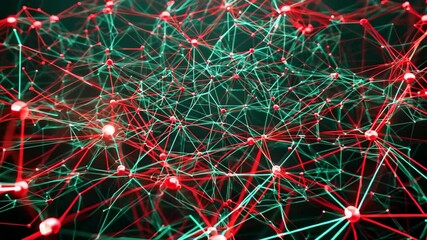 Wall Mural - this abstract image features a vibrant digital network with glowing nodes and intricate connections,