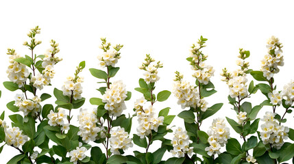 flowering bush with small blossoms isolated on white background