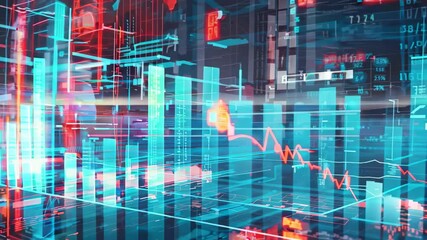 Wall Mural - this vibrant image showcases a futuristic data visualization concept featuring colorful metrics and 