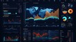 © Natan - Data visualization dashboard displaying complex analytics, global map, and charts, in a modern dark mode interface for business intelligence.