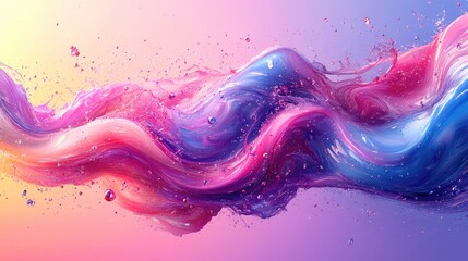 Wall Mural - Swirling mix of pink and blue hues, fluid abstract design with dynamic waves and splashes