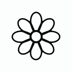 Wall Mural - stylized depiction of a flower with rounded petals surrounding a circular center, presented in monoc