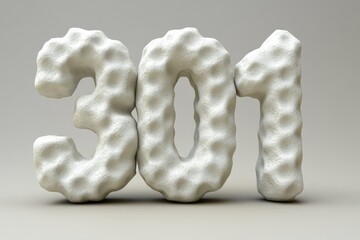 Sticker - A textured number '301' sits against a neutral background with interesting lighting