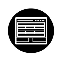 Circular icon of a website interface with navigation layout symbolizing front-end development and UI design