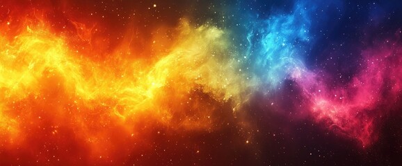 Wall Mural - vibrant cosmic cloud illustration with vivid orange, yellow, blue, and pink hues