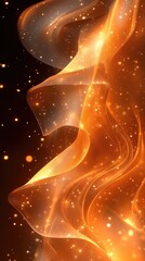 Wall Mural - swirling orange smoke or light trails with sparkly effects create a dynamic, warm, and abstract effe