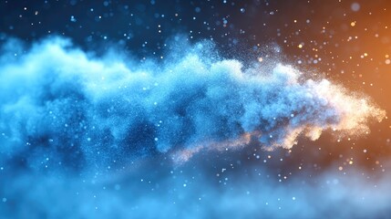 Wall Mural - abstract swirling cloud of blue and orange particles