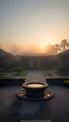 Wall Mural - fountain in the middle of a courtyard