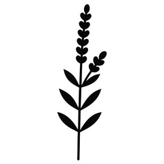 Isolated black silhouettes of a plant, tree, and leaf vector design