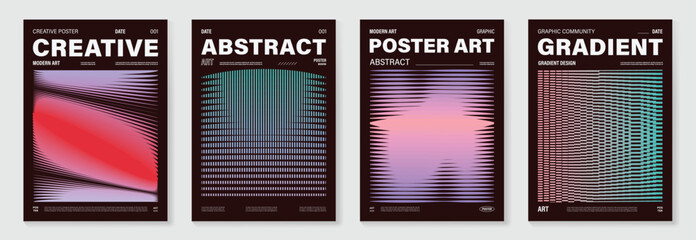 Aufkleber - Modern gradient poster background vector set.Cover template with vibrant perspective geometric prism shapes in motion. Ideal design for social media, cover, banner, flyer.
