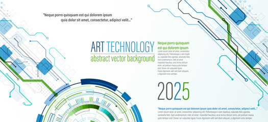 Aufkleber - Abstraction on the theme of tech circles. Scientific and technological background.  The layout of the text placement is shown.