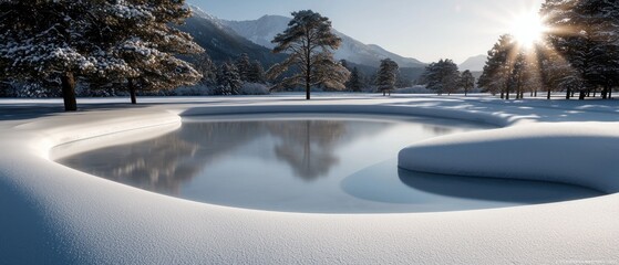 Wall Mural - Winter Wonderland Golf Course Pond