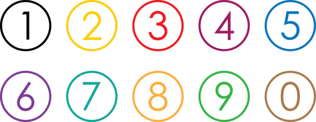 Poster - set of coloring numbers in coloring outline circle. from 0 to 9. vector illustration.