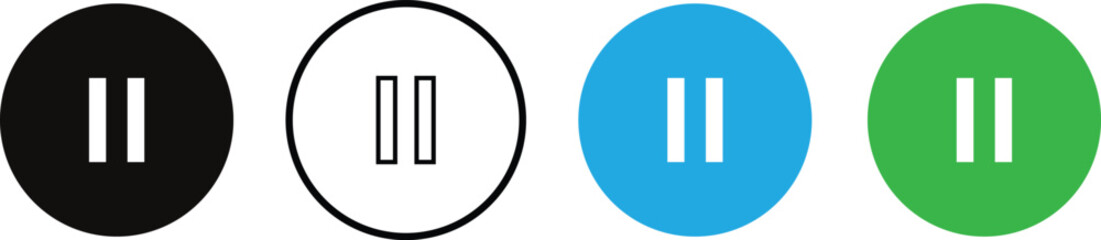 Poster - set of pause button and outline pause button symbol vector illustration.