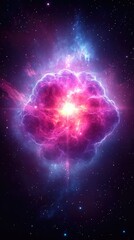 Wall Mural - vibrant cosmic explosion of pinks and blues amidst a starry dark expanse