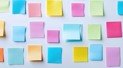Leinwandbilder - Colorful sticky notes and paper tabs organized on a white desk in a creative workspace