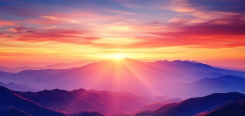 Wall Mural - sunset in the mountains