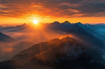 Wall Mural - sunrise over mountains