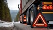 © leonardo - Semi truck winter road hazard safety warning triangle