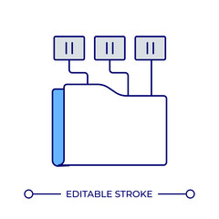 Wall Mural - electronic documents line color icon. digital folder with files. sharing data between users online. 