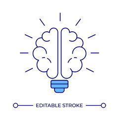 Wall Mural - lightbulb with brain line color icon. creative mindset generating insights. power of positive thinki