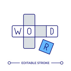 Wall Mural - crossword line color icon. word game consisting of squares grid. erudition development. intellectual