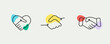 © Creative_Captain - Collaborative Agreement and Trust Building Icon Set. Includes Heartfelt Handshake, Minimal Line Partnership, and Formal Business Deal Concepts. Editable Stroke.