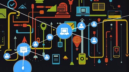 Colorful digital network with connected devices