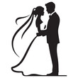 © firoz - Bride and groom pattern Vector Black silhouettes. with white background