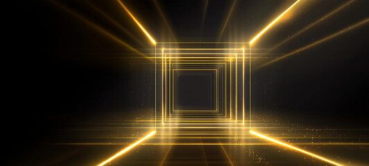 Wall Mural - Abstract Orange Glowing Lines Dark Background, Light effect Background creative of space design and futuristic geometric perspective design. 