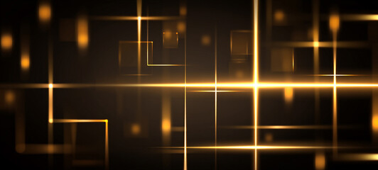 Wall Mural - abstract communication gold light square technology background. abstract gold light futuristic squar