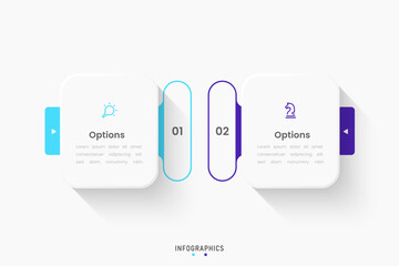Wall Mural - Vector Infographic label design template with icons and 2 options or steps. Can be used for process diagram, presentations, workflow layout, banner, flow chart, info graph.